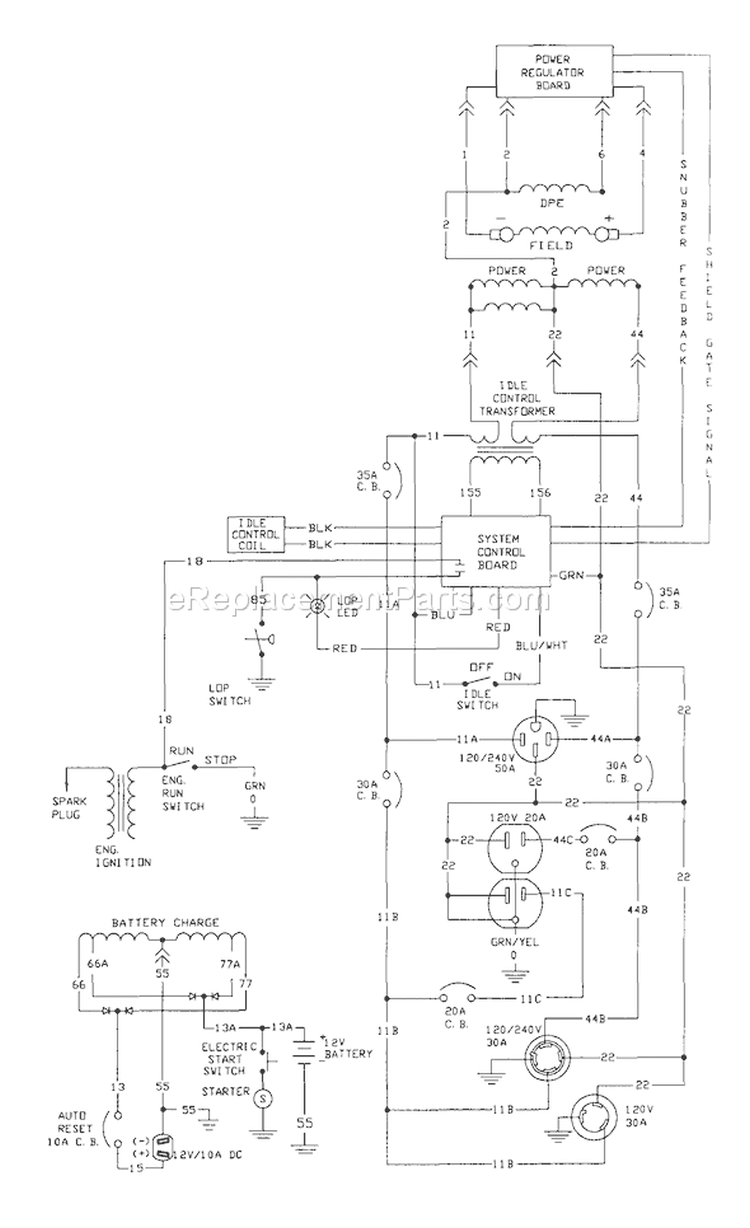 Page D Diagram and Parts List for 1315-0  Briggs and Stratton Generator